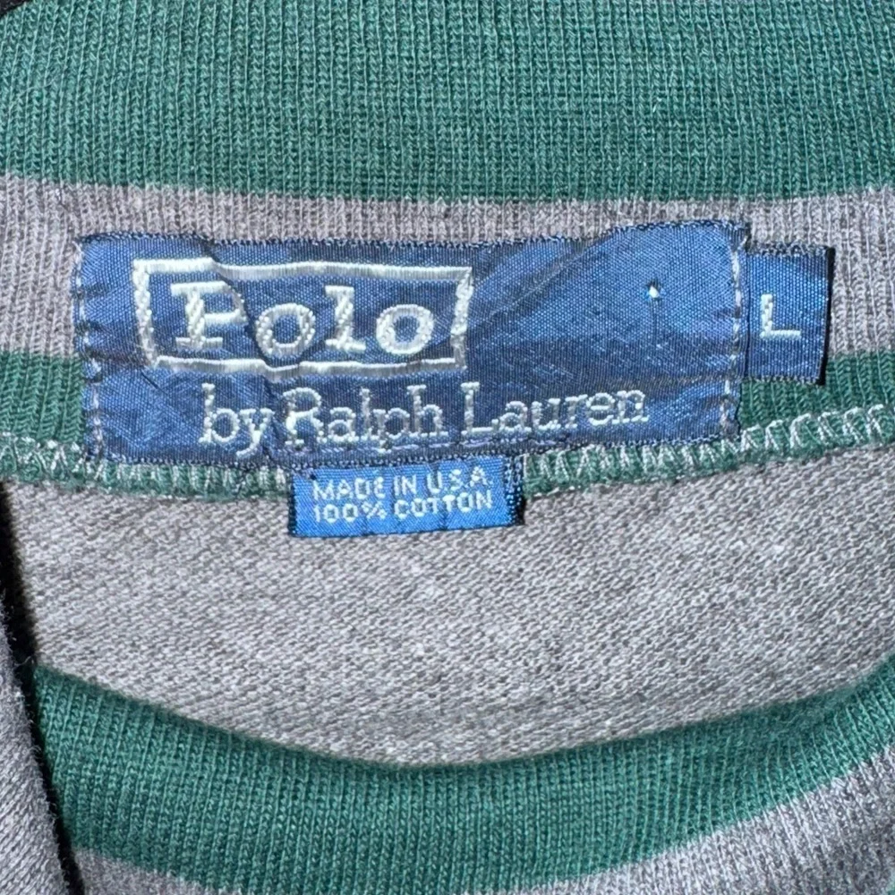 Polo by Ralph Lauren Fold-Over Turtleneck Long Sleeve Shirt Gray Green L